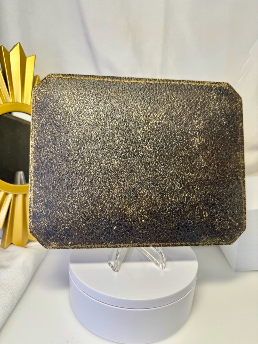 Vintage Accessory Box -Distressed Black and Gold